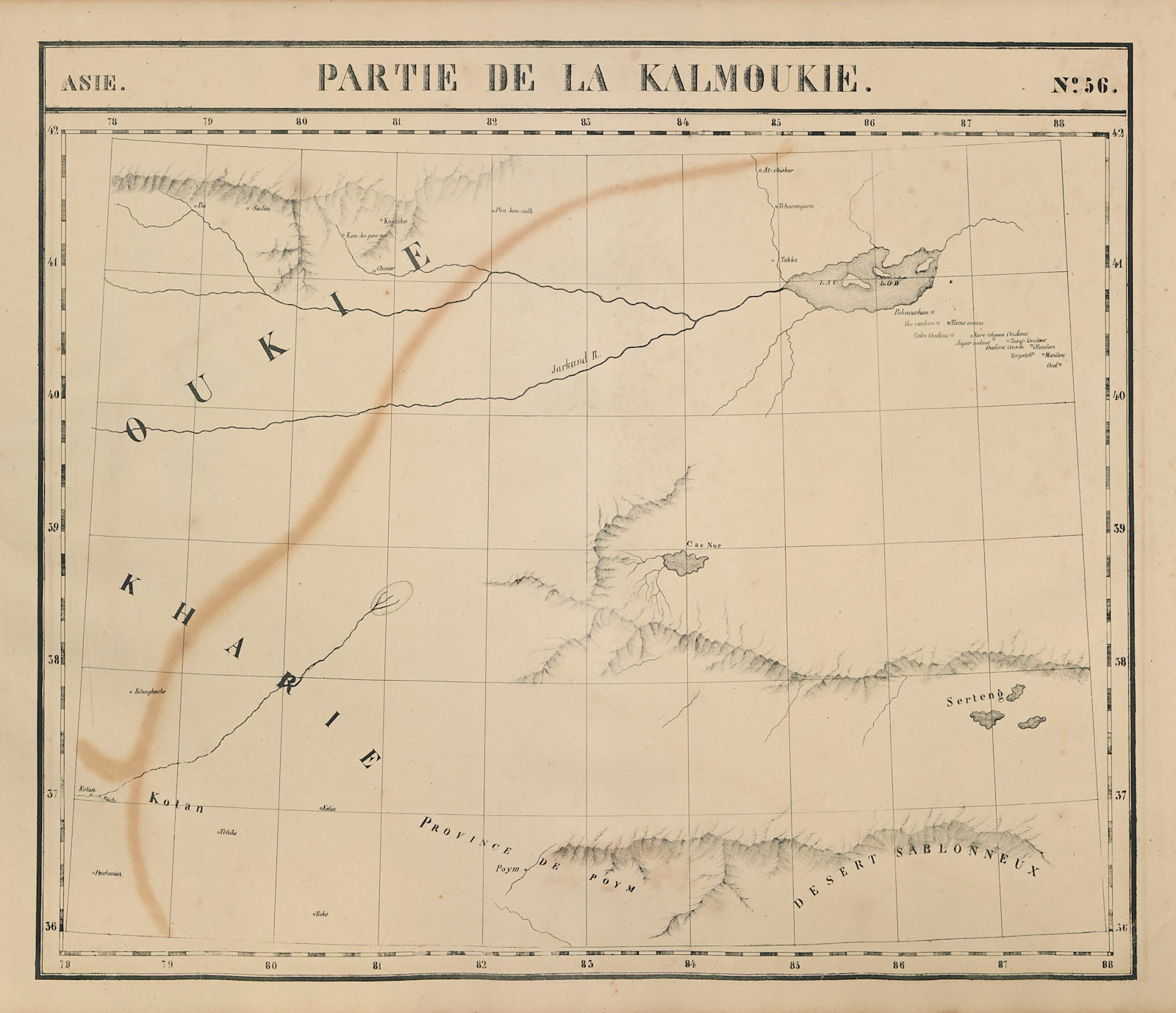 Asie Kalmoukie #56 China Taklamakan Yarkand Tibet Qinghai VANDERMAELEN 1827 map